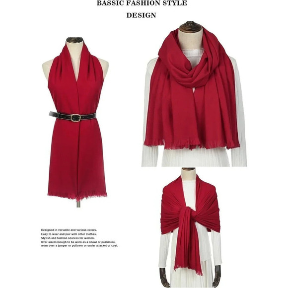 Swat Pany Scarf  For Women Winter Pashmina Shawls For Women Wedding Shawls-Red - Picture 5 of 7